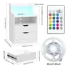 Nachttisch LED mit Steckdose,Nightstand mit 2 Schubladen Produktbild-Vorschau 5