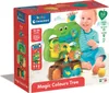 A baby Clementoni Magic Colours Tree toy packaging with a child playing with the toy. Produktbild-Vorschau