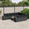 11-tlg. Garten-Sofagarnitur - mit Kissen Schwarz Poly Produktbild-Vorschau 1
