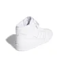 A white Adidas Forum Mid sneaker is shown from a side-angle on a white background. Produktbild-Vorschau