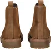 A pair of brown leather Chelsea boots shown from the back. Produktbild-Vorschau