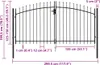 A diagram showing the dimensions of a black metal garden gate. Podgląd zdjęcia produktu