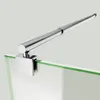 A chrome-plated metal rod attached to a glass panel with a clamp. Voir les images du produit