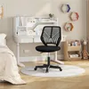 A black office chair is placed in front of a white desk with a hutch in a child's room. Podgląd zdjęcia produktu
