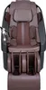 A front view of a brown and black massage chair.