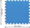 A blue interlocking foam mat with measurement indicators on the sides. Produktbild-Vorschau