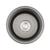 A top-down view of a round stainless steel sink with a drain in the center. Podgląd zdjęcia produktu