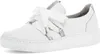 A white leather sneaker with silver accents and a large white bow. Produktbild-Vorschau