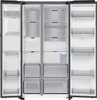 The interior of an open refrigerator and freezer. Produktbild-Vorschau