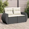Gartensofa mit Kissen 2-Sitzer Schwarz Poly Rattan Produktbild-Vorschau 2