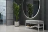 A modern hallway with a plant, mirror, and shoe bench. Produktbild-Vorschau