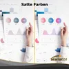 Two side-by-side images of hands holding charts with graphs and circular percentage indicators, with text overlay. Produktbild-Vorschau