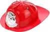 A red firefighter helmet with a silver badge. Produktbild-Vorschau