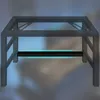 A modern gaming desk with a black frame and a glowing cyan light strip. Náhled obrázku produktu