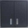 A dark gray metal cabinet with two doors and two handles. Voir les images du produit