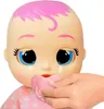 A close-up of a crying baby doll with pink hair and blue eyes, being offered a pink pacifier by a hand. Anteprima dell’immagine prodotto