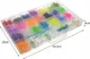 A clear plastic organizer box filled with colorful rubber bands for making bracelets. Náhľad obrázku produktu