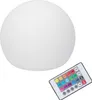 A white spherical LED lamp and a remote control with colored buttons are shown on a white background. Podgląd zdjęcia produktu