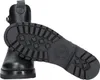A black leather boot is shown with its sole lifted to reveal the tread pattern. Produktbild-Vorschau
