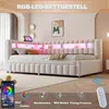 A modern bed frame with integrated RGB LED lighting, showcasing its features. Náhled obrázku produktu