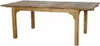 A wooden dining table with a slatted top and four legs, shown against a white background. Produktbild-Vorschau