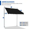 Diagram showing measurements of a black awning with numbered callouts and a legend. Anteprima dell’immagine prodotto
