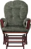 A green upholstered glider chair with a dark wood frame, shown from the front against a white background. Voir les images du produit