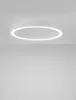 A white circular ceiling light with integrated LED lighting is mounted on a white ceiling. Produktbild-Vorschau