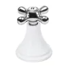 A white faucet handle with a silver 'H' emblem on a white background. Produktbild-Vorschau