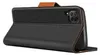 A black flip case for a smartphone, shown from the side with the cover open. Produktbild-Vorschau