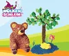 A cartoon illustration of a teddy bear sitting next to a tree with a duck in a pond. Náhľad obrázku produktu