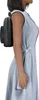 A person wearing a light blue dress and a black backpack. Produktbild-Vorschau