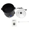 A wax melting furnace, its lid, a spoon, and instructions are laid out on a white background. Náhled obrázku produktu