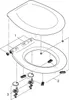 An exploded diagram of a toilet seat and its components. Anteprima dell’immagine prodotto