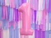 Folienballon Zahl "1", 86cm, rosa, 1 Stk. Produktbild-Vorschau 1