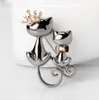 Modeschmuck glänzende Strass niedliche Doppelkatzen Produktbild-Vorschau 1