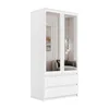 A white cabinet with glass doors and drawers, shown in a studio setting. Produktbild-Vorschau