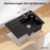 Granitspüle schwarz 65x45cm mit Abtropffläche, Kratzfest & Produktbild-Vorschau 7
