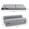 Two views of a folded sofa bed with dimensions indicated. Náhled obrázku produktu