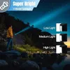 A person is using a flashlight in a dark outdoor environment at night, with different light modes shown. Produktbild-Vorschau