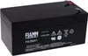 A black rechargeable lead-acid battery with product information printed on its side. Produktbild-Vorschau