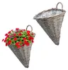Rattan Wand Blumenampel konisch 32 x 25 cm natur mit Folie Produktbild-Vorschau 1
