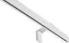 A white curtain rail with a dark strip along the top, mounted on a white bracket, against a white background. Produktbild-Vorschau