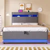 Hydraulická postel s polstrováním Flieks 140 x 200 cm s LED Náhled obrázku produktu 4