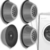 Four anti-vibration pads are shown in a studio setting, with a washing machine visible in the background. Podgląd zdjęcia produktu