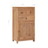 A wooden cabinet with drawers and a door, with dimensions indicated. Voir les images du produit
