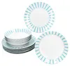 Split tyrkysové pruhy 12dílný jídelní servis porcelánový Náhled obrázku produktu 1