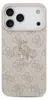 A close-up studio shot of a pink iPhone case with a repeating Guess logo pattern and a large silver Guess logo in the center. Anteprima dell’immagine prodotto
