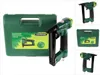 A collage of images showing a green pneumatic stapler and its case, with close-ups of the stapler from different angles. Náhľad obrázku produktu