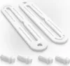 A set of white plastic window hardware components, including two long flat pieces with slots and four small cylindrical pegs, arranged on a white background. Produktbild-Vorschau